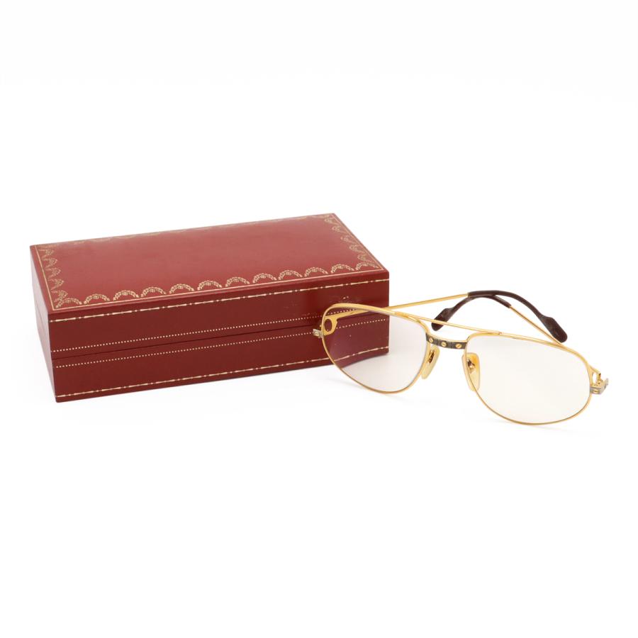 Cartier カルティエ サントス ツーブリッジ ティアドロップ 眼鏡 めがね メガネフレーム 度入り ライトブラウン ゴールド金具 | Cartier | 06