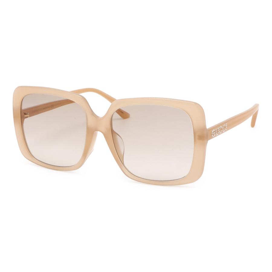 GUCCI グッチ ロゴ サングラス アイウェア スクエアシェイプ ラインストーン ライトブラウングラデーション 度入り ピンクベージュ系 | GUCCI
