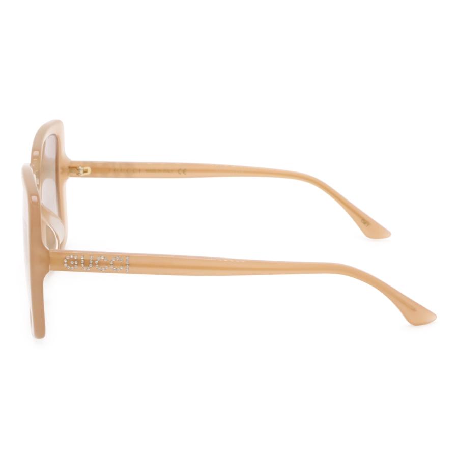 GUCCI グッチ ロゴ サングラス アイウェア スクエアシェイプ ラインストーン ライトブラウングラデーション 度入り ピンクベージュ系 | GUCCI | 01