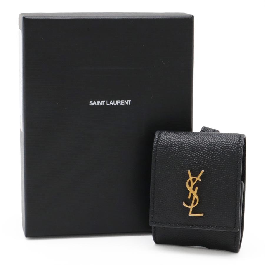 SAINT LAURENT PARIS サン ローラン パリ YSL イブサンローラン AirPods エアーポッズ イヤホンケース レザー ブラック 黒 ゴールド金具 612111 |  | 06
