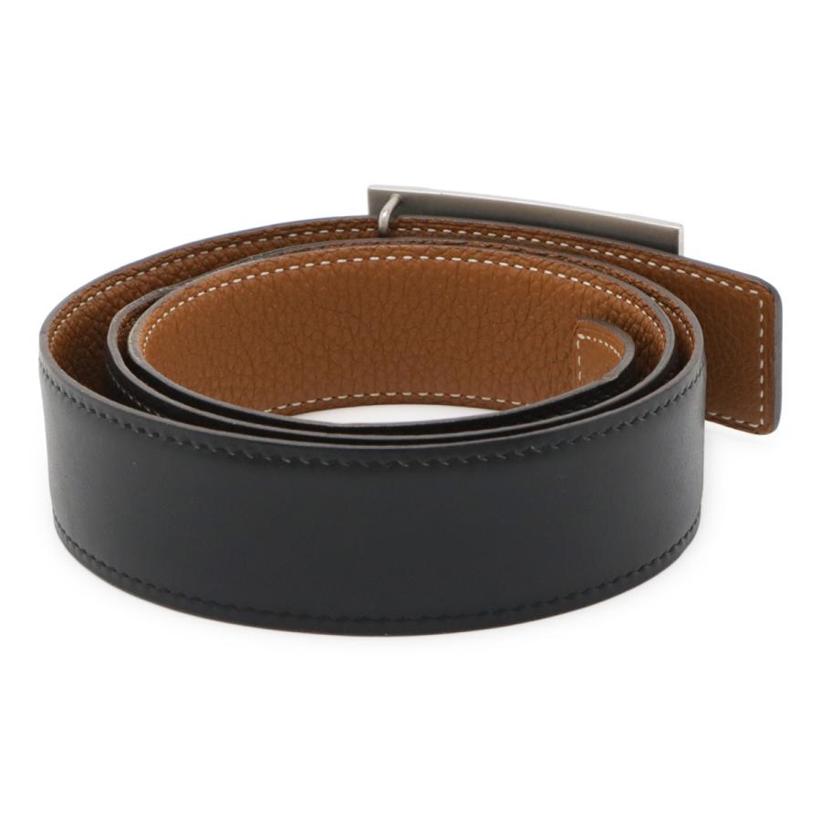 HERMES エルメス Hストリエ Hベルト リバーシブル ボックスカーフ BOXカーフ トゴ レザー ブラック 黒 グレー シルバー金具 #85 D刻印 HERMES（エルメス） Hプレート ベルト リバーシブル ボックスカーフ