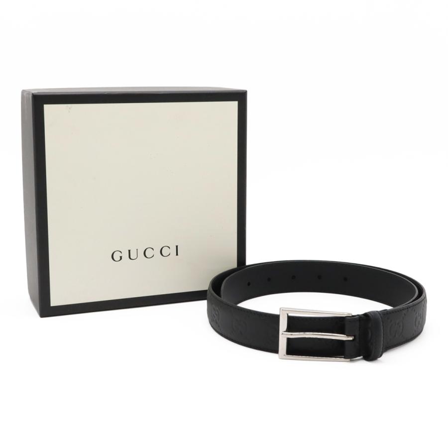 GUCCI グッチ グッチシマ ダブルG シグネチャー ベルト レザー ブラック 黒 シルバー金具 メンズ 紳士用 #85 474313 | GUCCI | 05