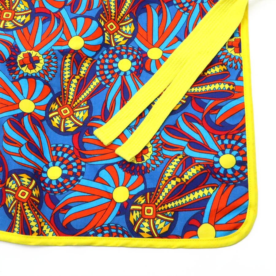 HERMES エルメス エプロン 首掛け 馬のリボン飾り コットン100% ブルー 青 イエロー 黄色 マルチカラー | HERMES | 03