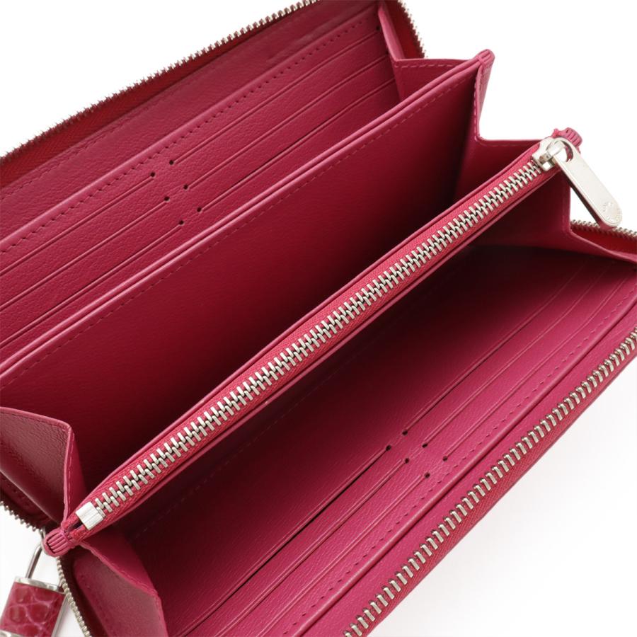 LOUIS VUITTON ルイ ヴィトン クロコダイル ブリリアント ジッピーウォレット パドロック ラウンドファスナー 長財布 フューシャ ピンクの画像