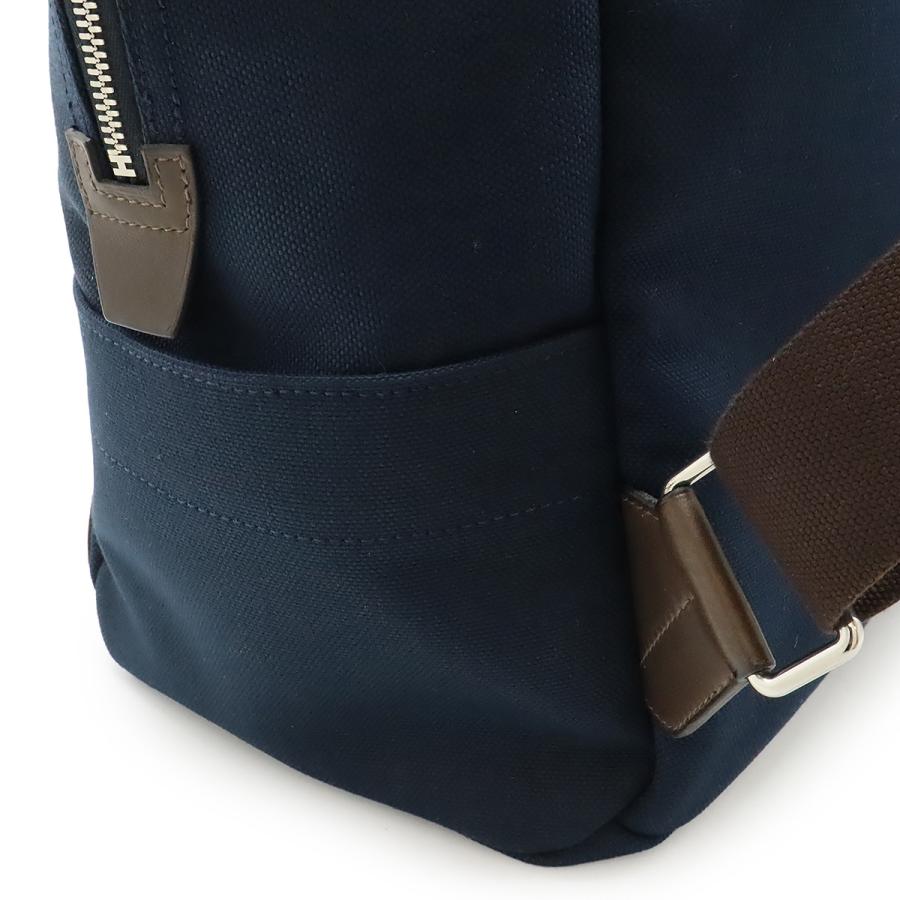 HERMES エルメス グルーム サック ド パンサージュ バッグパック リュックサック キャンバス レザー ネイビー 紺 ダークブラウン | HERMES | 06