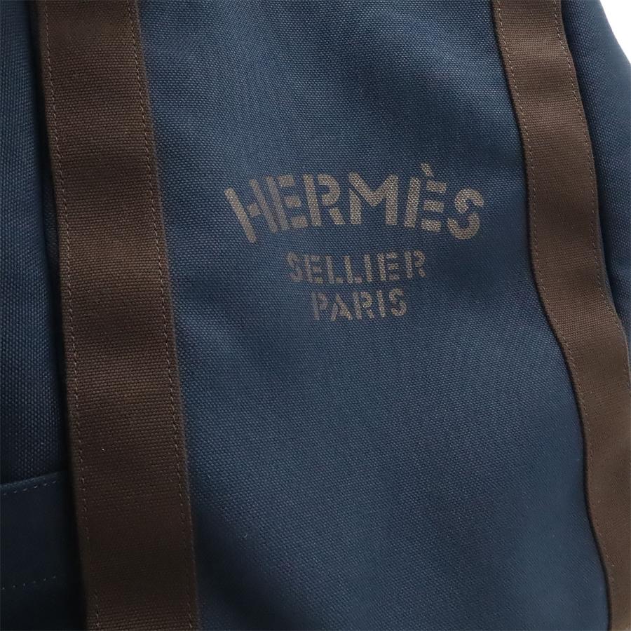 HERMES エルメス グルーム サック ド パンサージュ バッグパック リュックサック キャンバス レザー ネイビー 紺 ダークブラウン | HERMES | 07