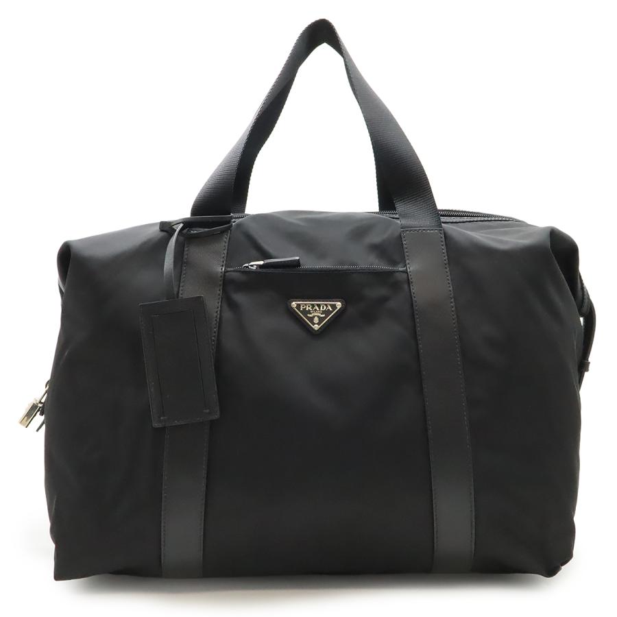 PRADA プラダ トライアングルロゴ ボストンバッグ トラベルバッグ 旅行カバン ラージトート ナイロン レザー NERO 黒 ブラック V49Z | PRADA