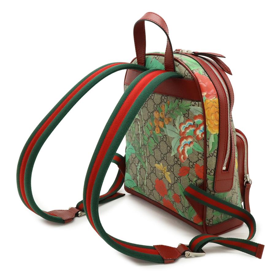 GUCCI グッチ ティアン GGスプリーム バックパック リュックサック フラワー 花柄 バード 鳥 PVC レザー ベージュ レッド マルチカラー | GUCCI | 01