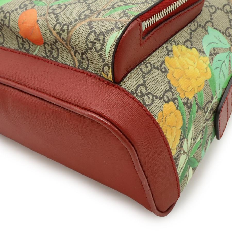 GUCCI グッチ ティアン GGスプリーム バックパック リュックサック フラワー 花柄 バード 鳥 PVC レザー ベージュ レッド マルチカラー | GUCCI | 02