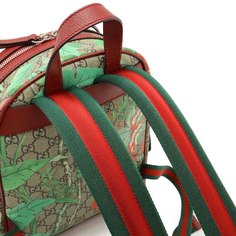 GUCCI グッチ ティアン GGスプリーム バックパック リュックサック フラワー 花柄 バード 鳥 PVC レザー ベージュ レッド マルチカラー | GUCCI | 03