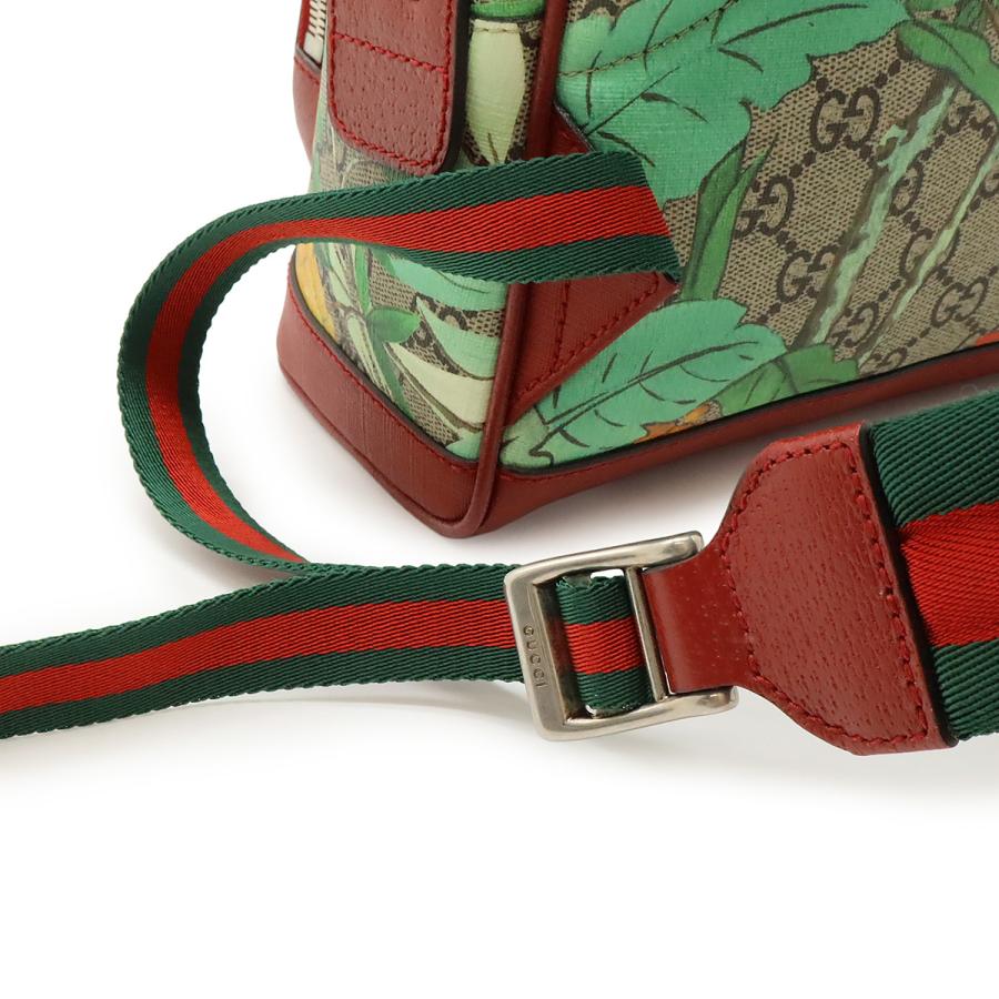 GUCCI グッチ ティアン GGスプリーム バックパック リュックサック フラワー 花柄 バード 鳥 PVC レザー ベージュ レッド マルチカラー | GUCCI | 04