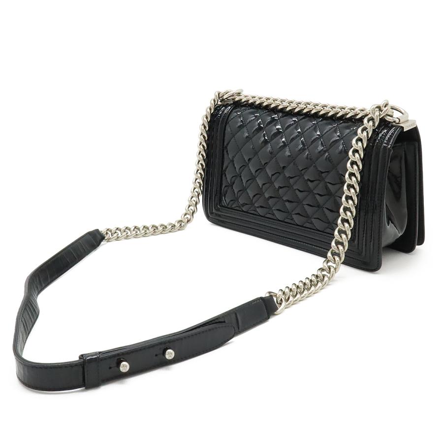 CHANEL シャネル ボーイシャネル マトラッセ ココマーク チェーンショルダーバッグ エナメル パテント ブラック 黒 シルバー金具 A67086 | CHANEL | 01