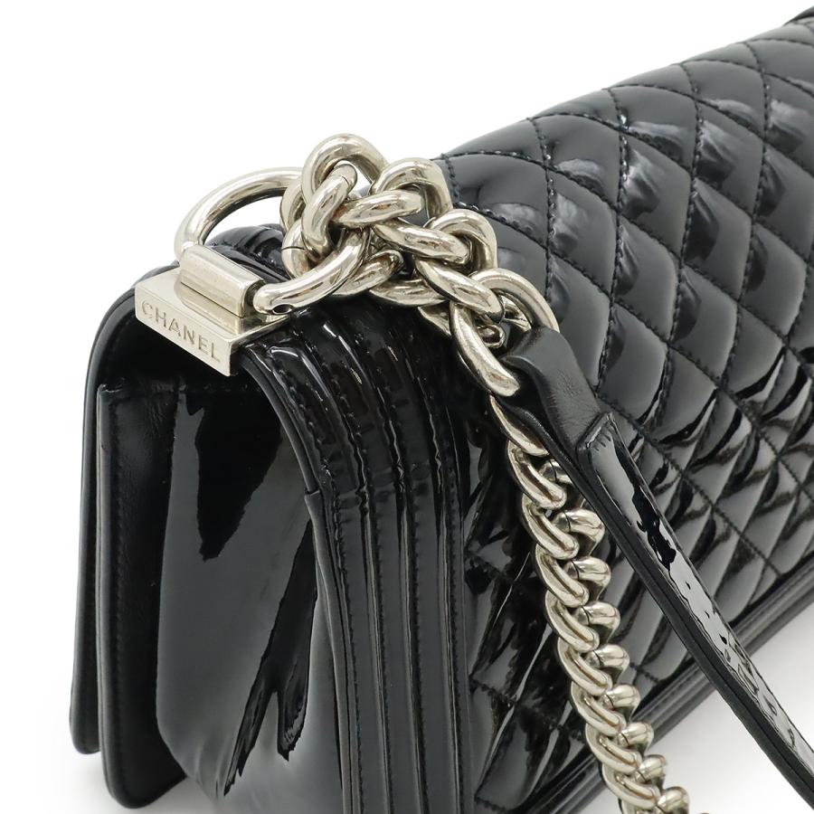 CHANEL シャネル ボーイシャネル マトラッセ ココマーク チェーンショルダーバッグ エナメル パテント ブラック 黒 シルバー金具 A67086 | CHANEL | 04