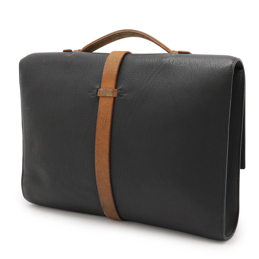 HERMES エルメス エトリヴィエール ドキュメント ビジネスバッグ ハンドバッグ フィヨルド ブラック 黒 シルバー金具 □H刻印 | HERMES | 01