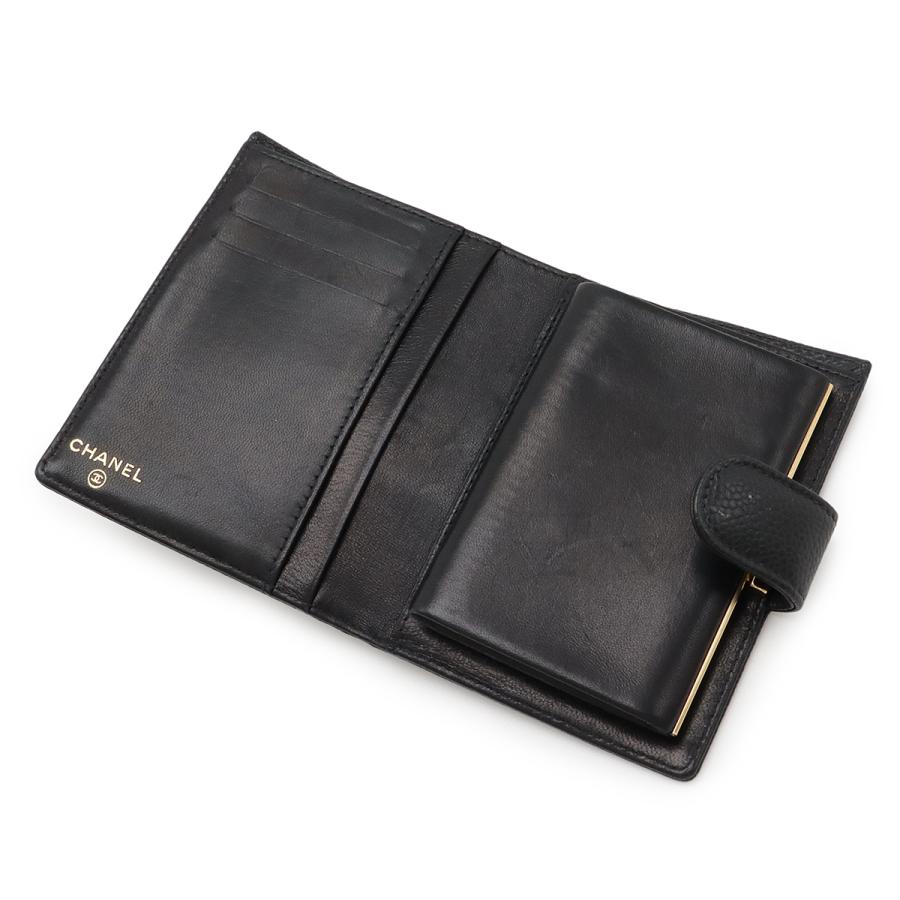CHANEL シャネル ココマーク 2つ折財布 二つ折り財布 がま口財布 ガマ口 キャビアスキン レザー ブラック 黒 ゴールド金具 A13497 | CHANEL | 03