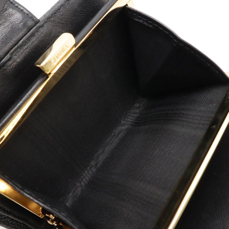CHANEL シャネル ココマーク 2つ折財布 二つ折り財布 がま口財布 ガマ口 キャビアスキン レザー ブラック 黒 ゴールド金具 A13497 | CHANEL | 07