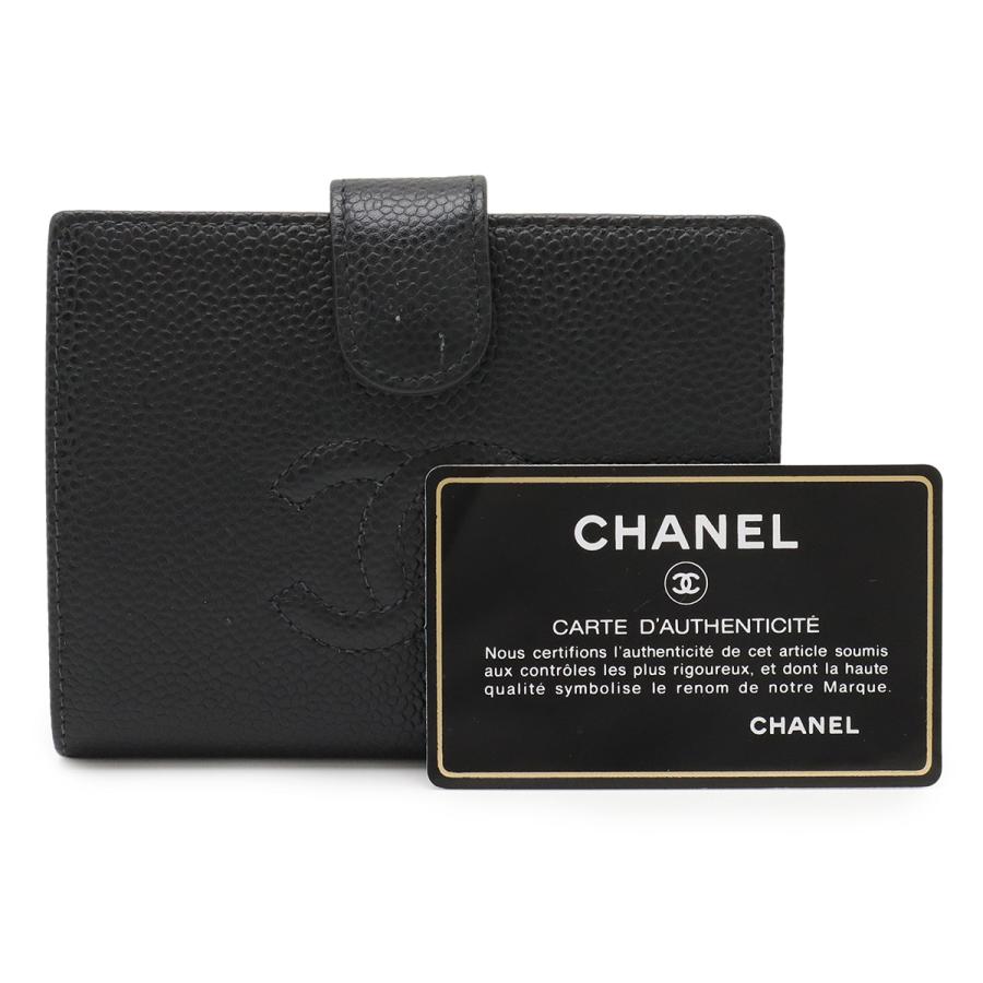 CHANEL シャネル ココマーク 2つ折財布 二つ折り財布 がま口財布 ガマ口 キャビアスキン レザー ブラック 黒 ゴールド金具 A13497 | CHANEL | 08