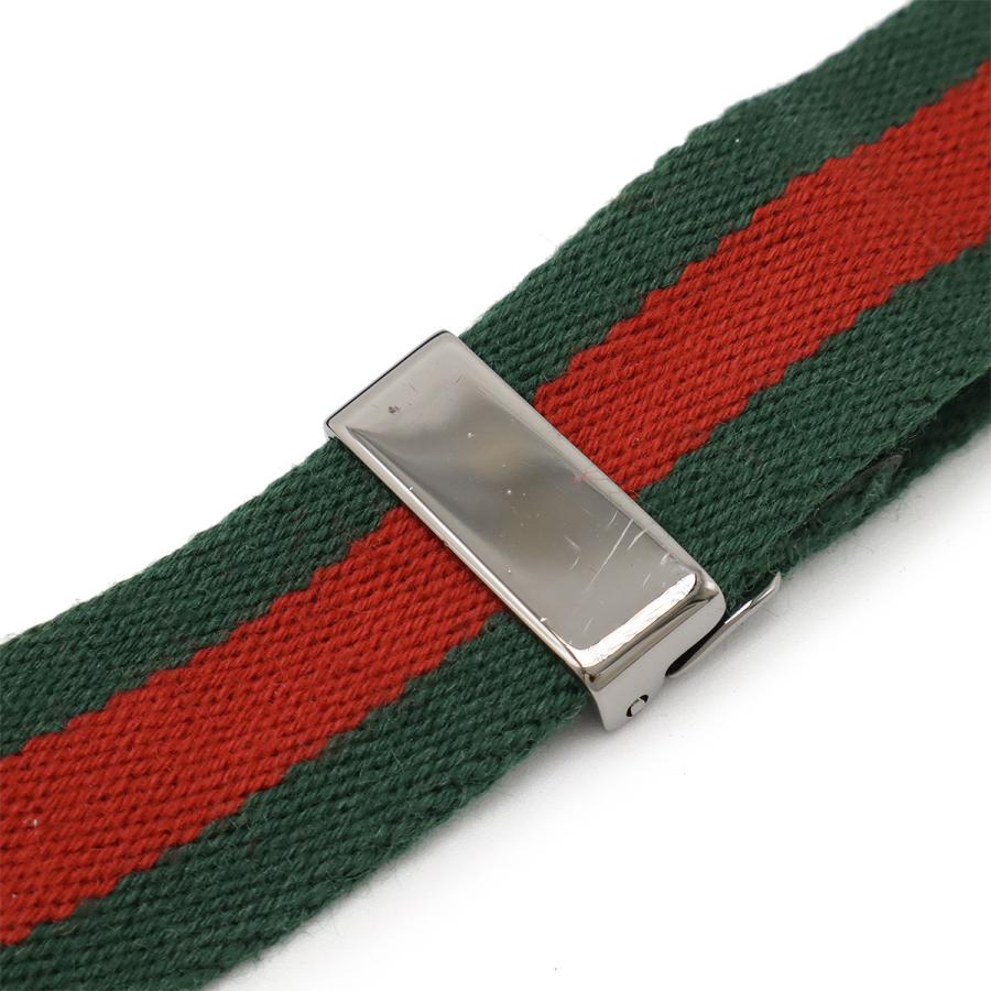 GUCCI グッチ シェリーライン ベルト キャンバス グリーン 緑 レッド 赤 シルバー金具 | GUCCI | 04
