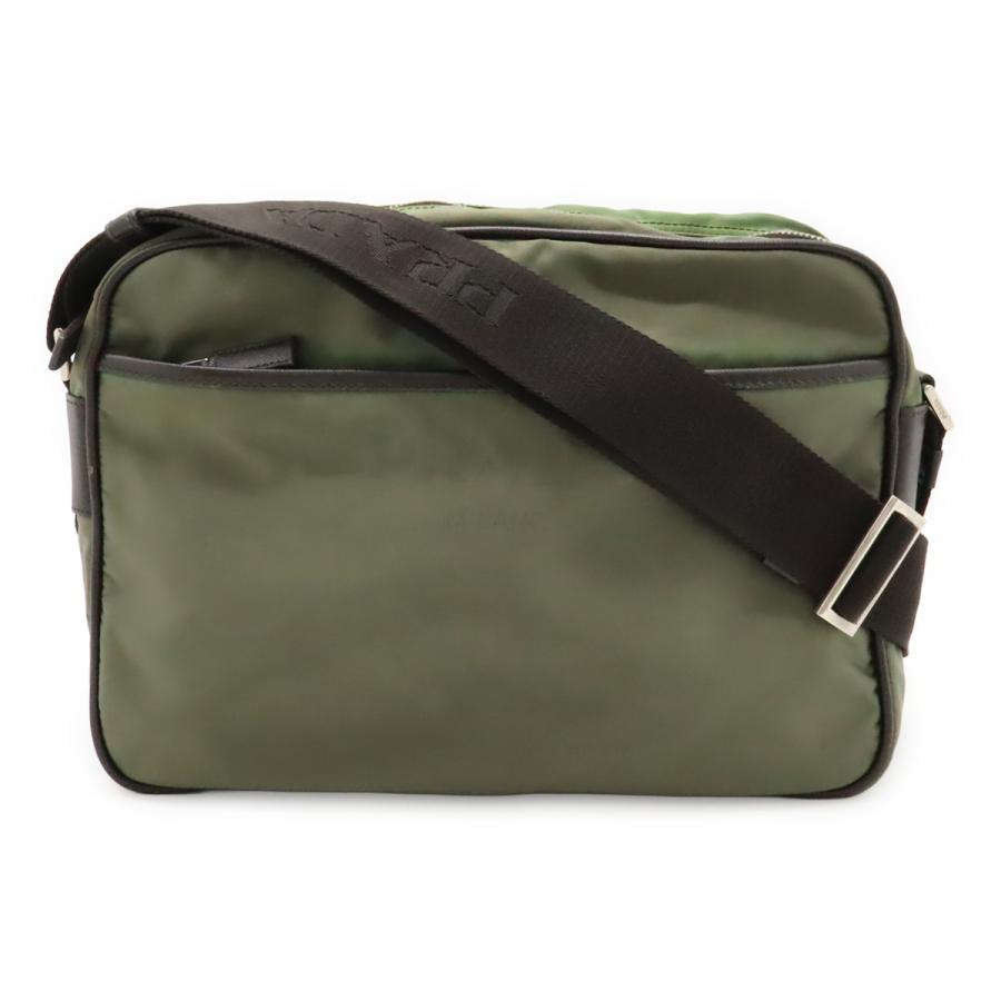 PRADA プラダ ロゴジャガード ショルダーバッグ 斜め掛け ナイロン レザー FUMO ダークグレー シルバー金具 VA0772 海外ブティック購入品 | PRADA