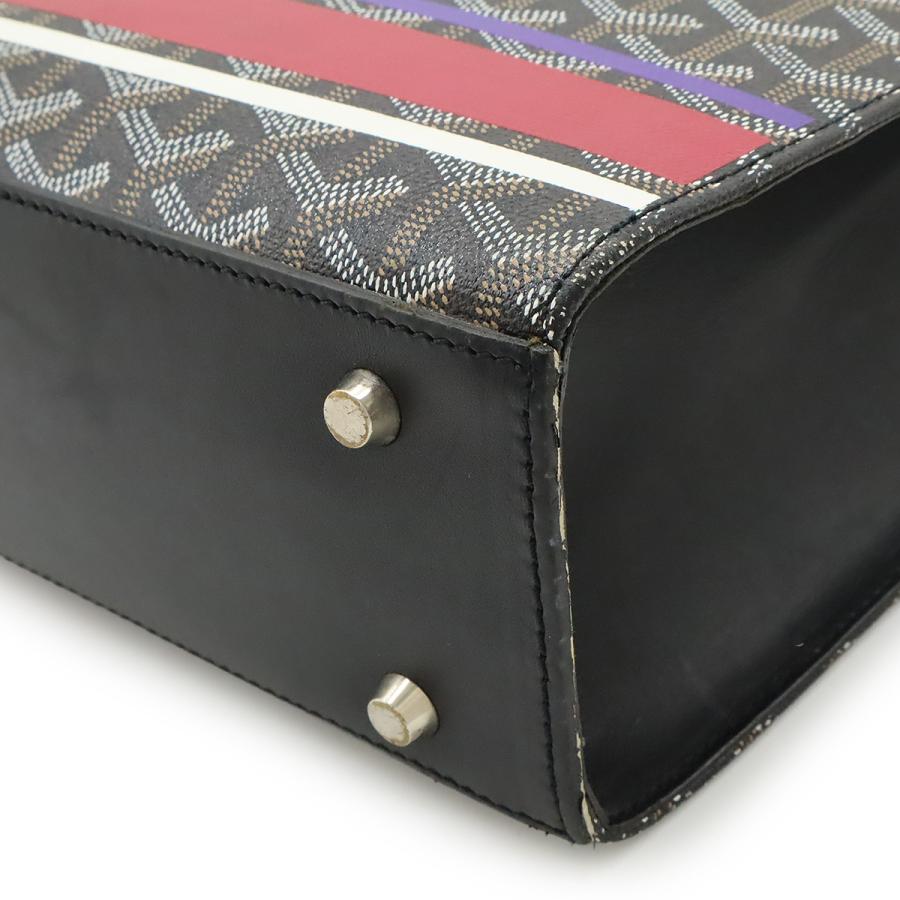 GOYARD ゴヤール コモールGM ペイント ハンドバッグ トートバッグ ヘリンボーン柄 PVC レザー ブラック ブラウン ホワイト | GOYARD | 02