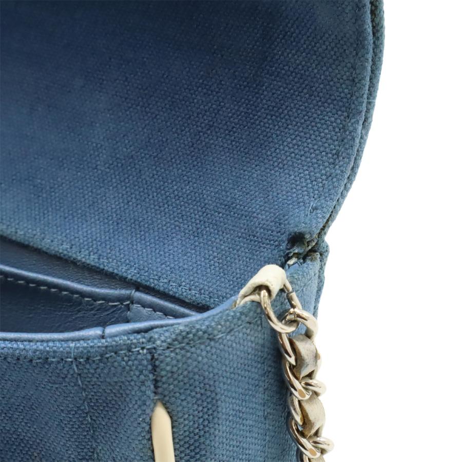 CHANEL シャネル チョコバー チェーンショルダー ショルダーバッグ ワンショルダー 肩掛け キャンバス レザー ブルー 青 アイボリー | CHANEL | 06