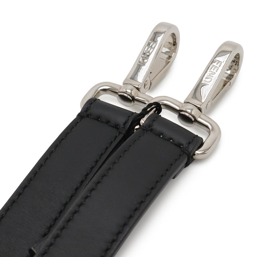 FENDI フェンディ ズッカ柄 ロゴ ショルダーストラップ バッグ用アクセサリー ファー レザー ベージュ ブラック 黒 シルバー金具 8AV122 FENDI（フェンディ） ズッカ柄 ロゴ ショルダーストラップ バッグ用