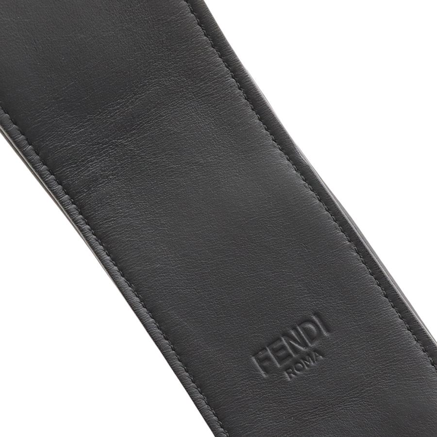 FENDI フェンディ ズッカ柄 ロゴ ショルダーストラップ バッグ用アクセサリー ファー レザー ベージュ ブラック 黒 シルバー金具 8AV122 | FENDI | 03