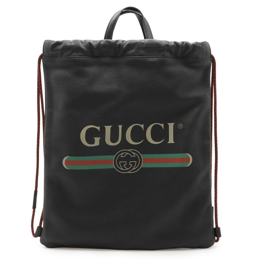 GUCCI グッチ グッチプリント ココ キャピタン ドローストリング バックパック リュックサック 2WAY トートバッグ レザー ブラック 黒 | GUCCI
