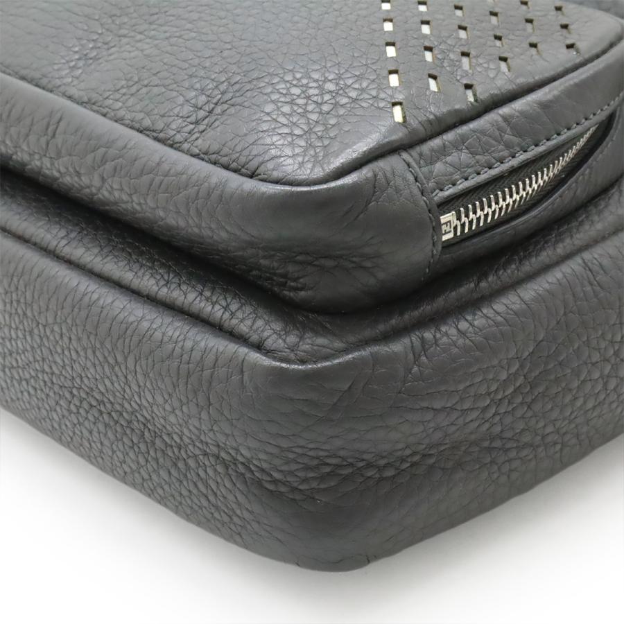 FENDI フェンディ セレリア FFロゴ バックパック リュックサック レザー グレー ブラック 黒 シルバー金具 7VZ047 | FENDI | 02