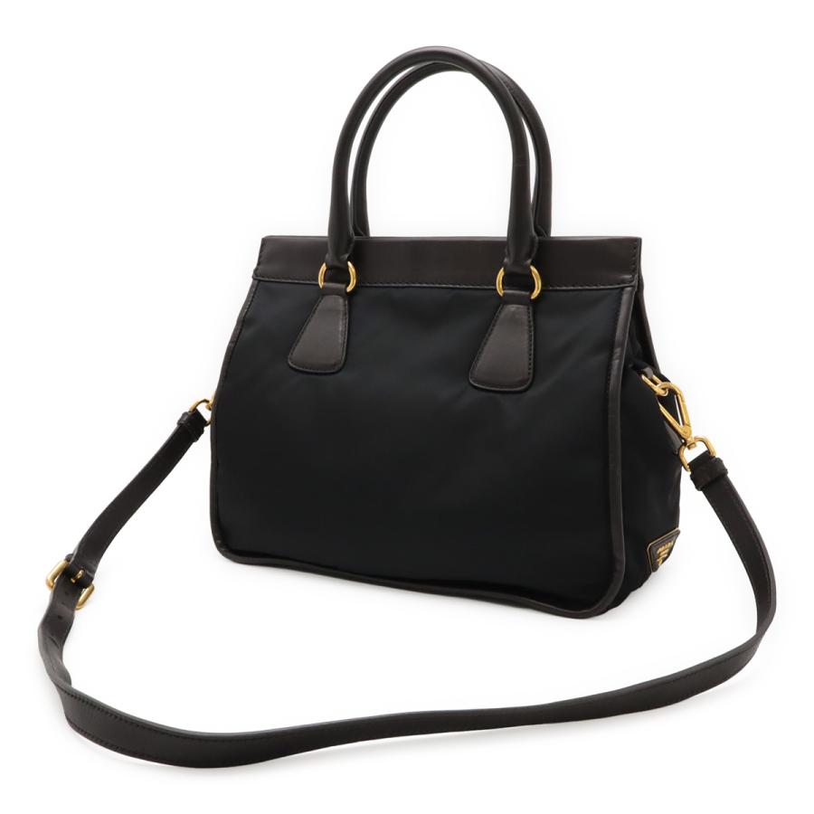 PRADA プラダ TESSUTO+CITY CA テスート ハンドバッグ 2WAY ショルダーバッグ ナイロン レザー NERO+MORO ブラック 黒 ダークブラウン | PRADA | 01
