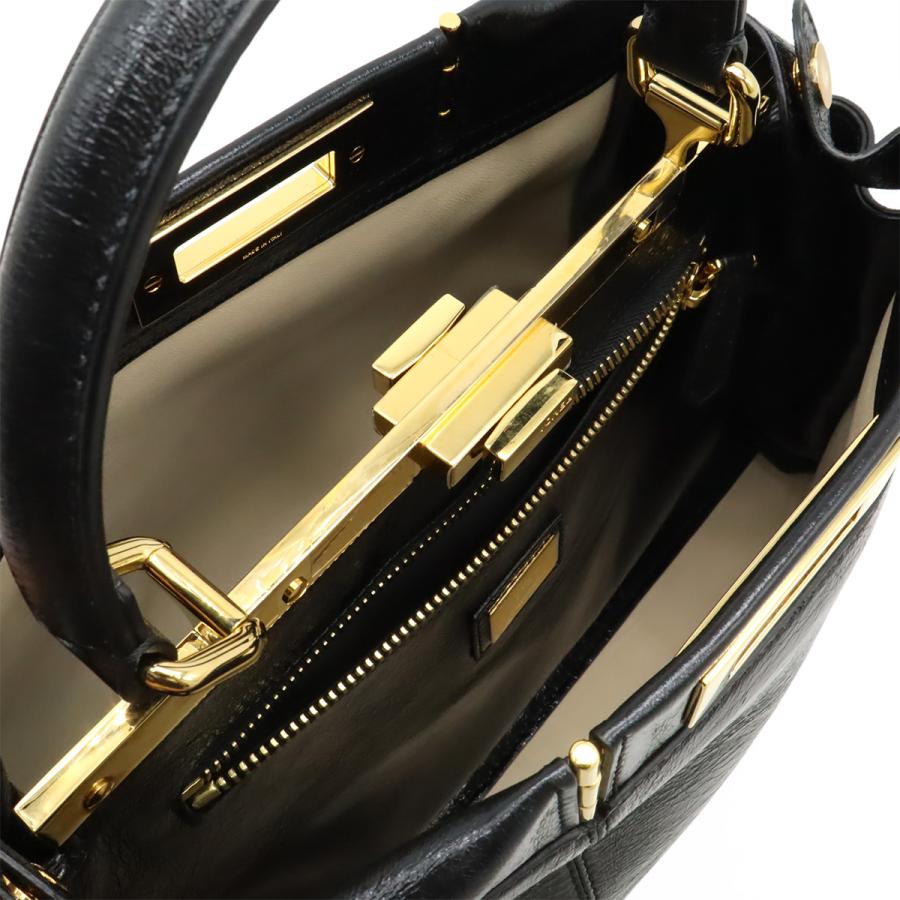 FENDI フェンディ ピーカブー レギュラー ハンドバッグ 2WAY ショルダーバッグ 斜め掛け レザー ブラック 黒 ゴールド金具 8BN290 | FENDI | 04