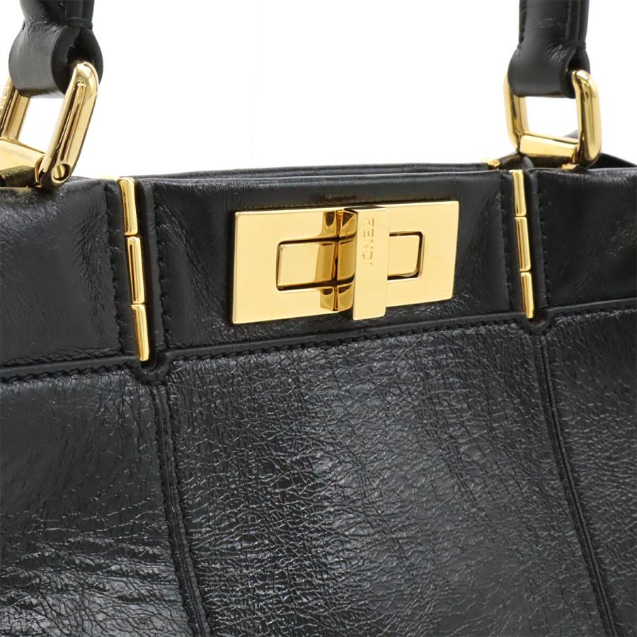 FENDI フェンディ ピーカブー レギュラー ハンドバッグ 2WAY ショルダーバッグ 斜め掛け レザー ブラック 黒 ゴールド金具 8BN290 | FENDI | 07