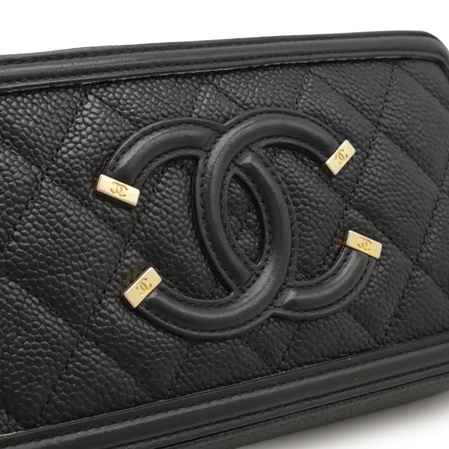 CHANEL シャネル CCフィリグリー チェーンウォレット ショルダーバッグ ポシェット 2WAY クラッチ キャビアスキン ブラック 黒 | CHANEL | 08