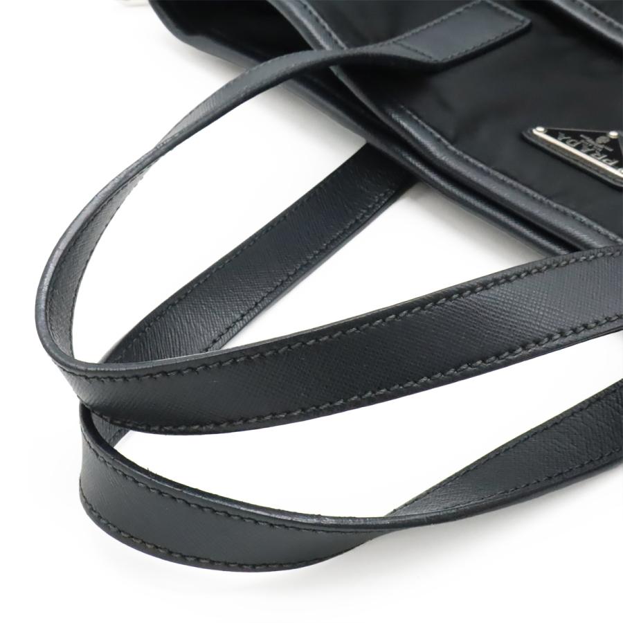PRADA プラダ トライアングルロゴ トートバッグ 2WAY ショルダーバッグ 斜め掛け ナイロン レザー ブラック 黒 シルバー金具 2VG032 | PRADA | 03