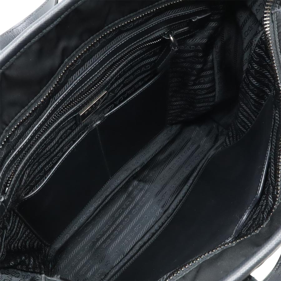 PRADA プラダ トライアングルロゴ トートバッグ 2WAY ショルダーバッグ 斜め掛け ナイロン レザー ブラック 黒 シルバー金具 2VG032 | PRADA | 05