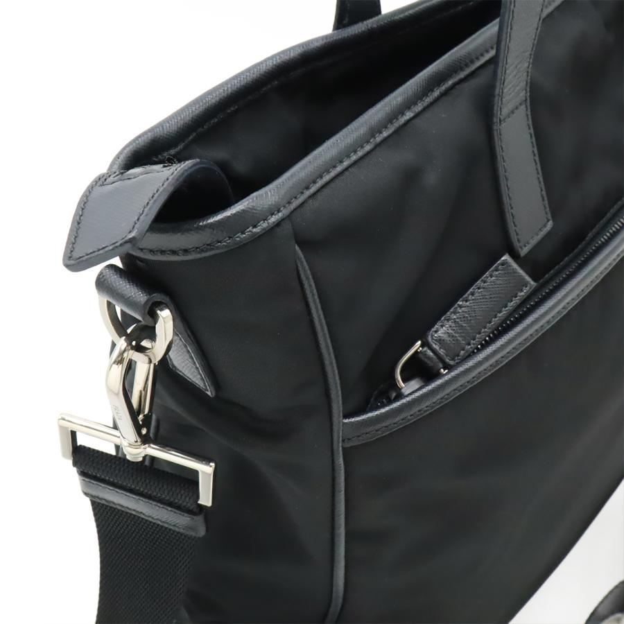 PRADA プラダ トライアングルロゴ トートバッグ 2WAY ショルダーバッグ 斜め掛け ナイロン レザー ブラック 黒 シルバー金具 2VG032 | PRADA | 06