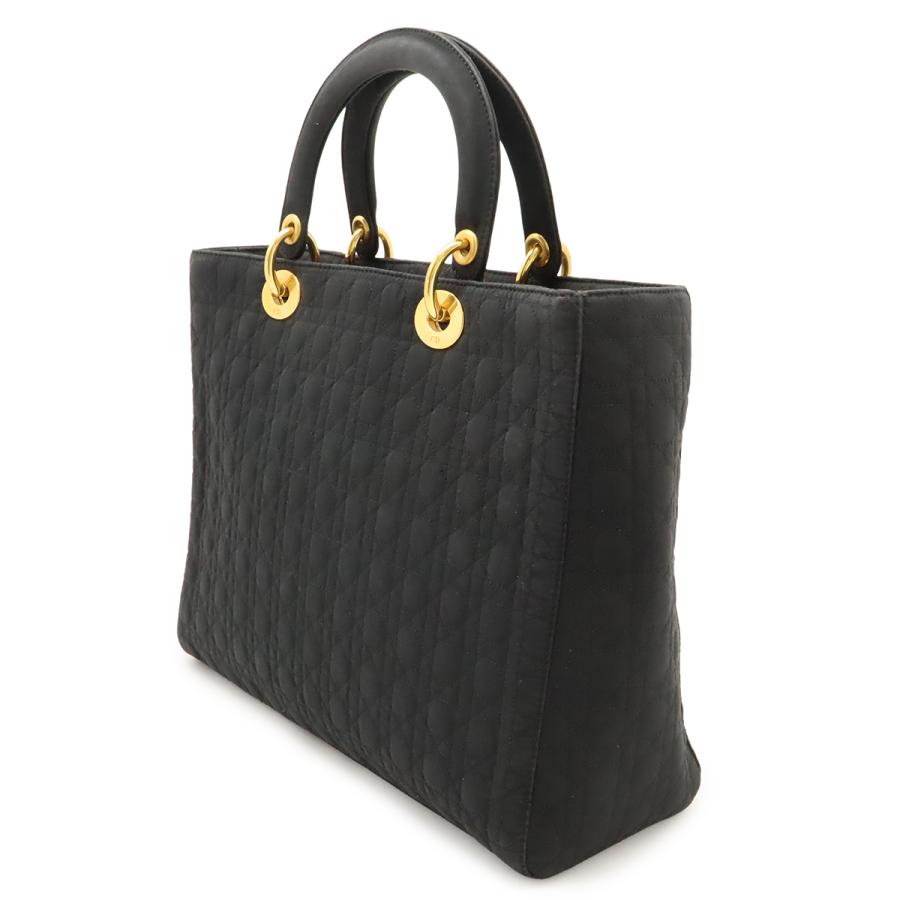 Christian Dior クリスチャン ディオール レディディオール カナージュ ハンドバッグ トートバッグ ナイロン ブラック 黒 ゴールド金具