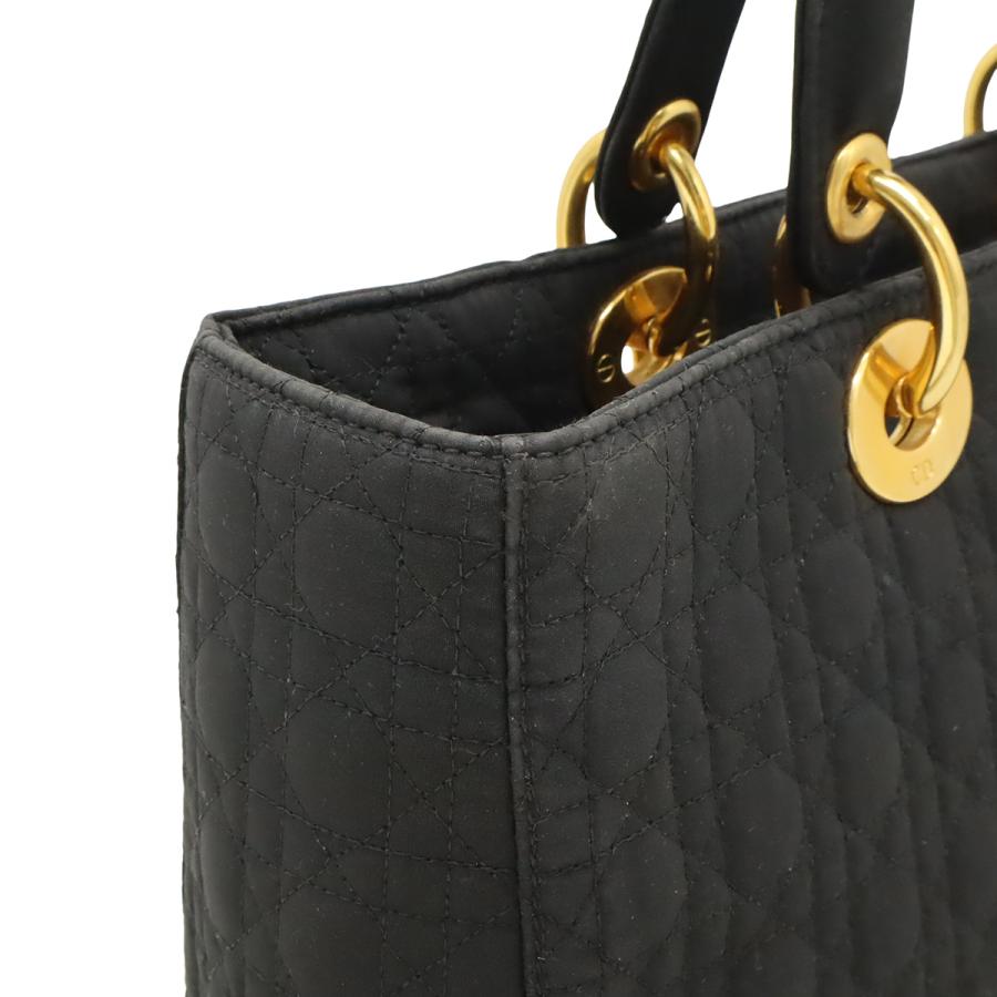 Christian Dior クリスチャン ディオール レディディオール カナージュ ハンドバッグ トートバッグ ナイロン ブラック 黒 ゴールド金具