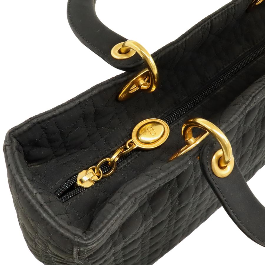 Christian Dior クリスチャン ディオール レディディオール カナージュ ハンドバッグ トートバッグ ナイロン ブラック 黒 ゴールド金具