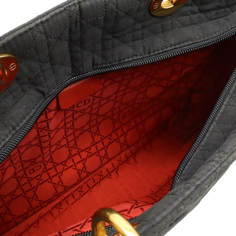 Christian Dior クリスチャン ディオール レディディオール カナージュ ハンドバッグ トートバッグ ナイロン ブラック 黒 ゴールド金具