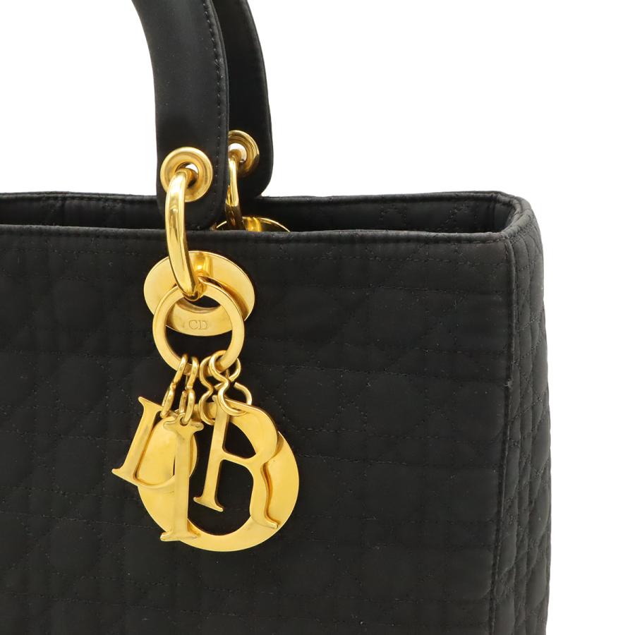 Christian Dior クリスチャン ディオール レディディオール カナージュ ハンドバッグ トートバッグ ナイロン ブラック 黒 ゴールド金具