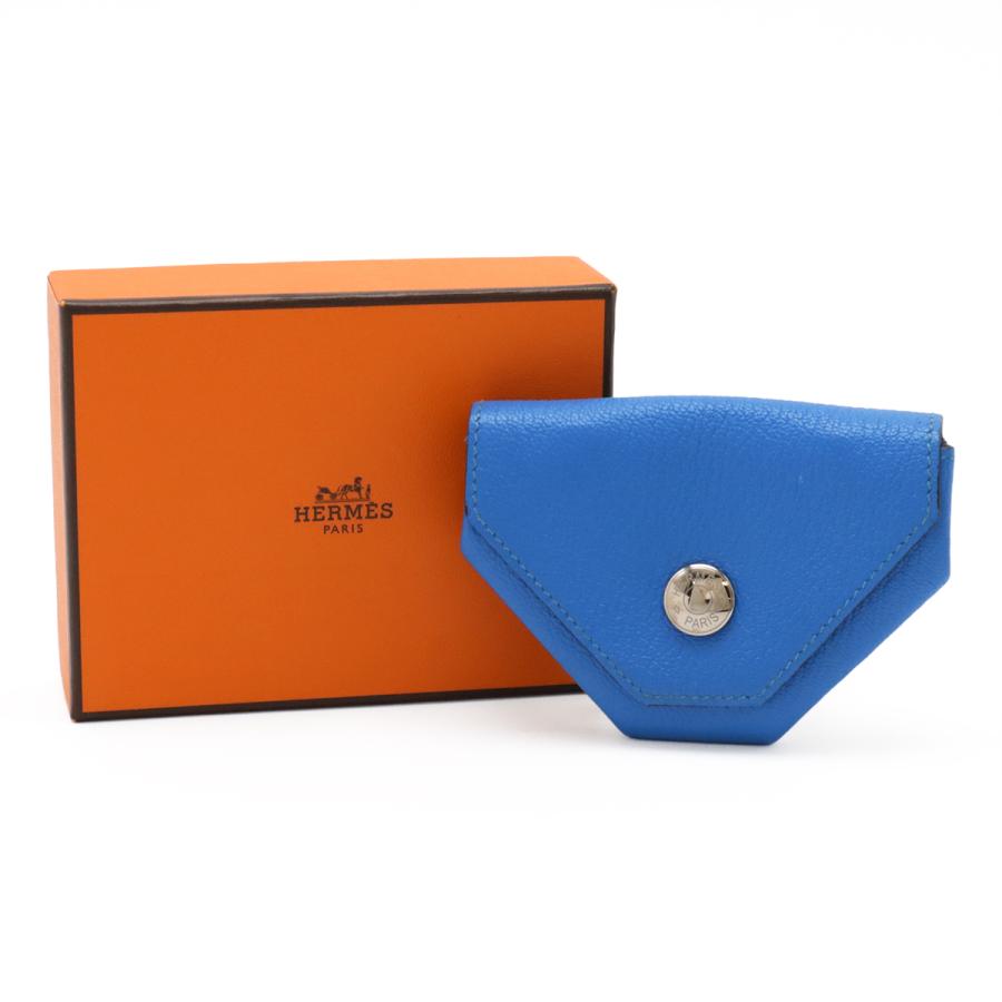 HERMES エルメス ル ヴァンキャトル ルヴァンキャトル コインケース 小銭入れ コインパース シェーブル レザー ブルー 青 シルバー金具 D刻印 | HERMES | 07