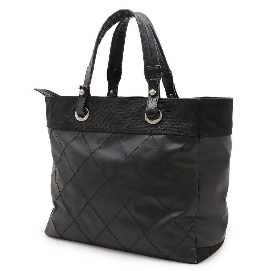 CHANEL シャネル パリビアリッツ トートMM トートバッグ ハンドバッグ コーティングキャンバス ブラック 黒 シルバー金具 A34209 | CHANEL | 01