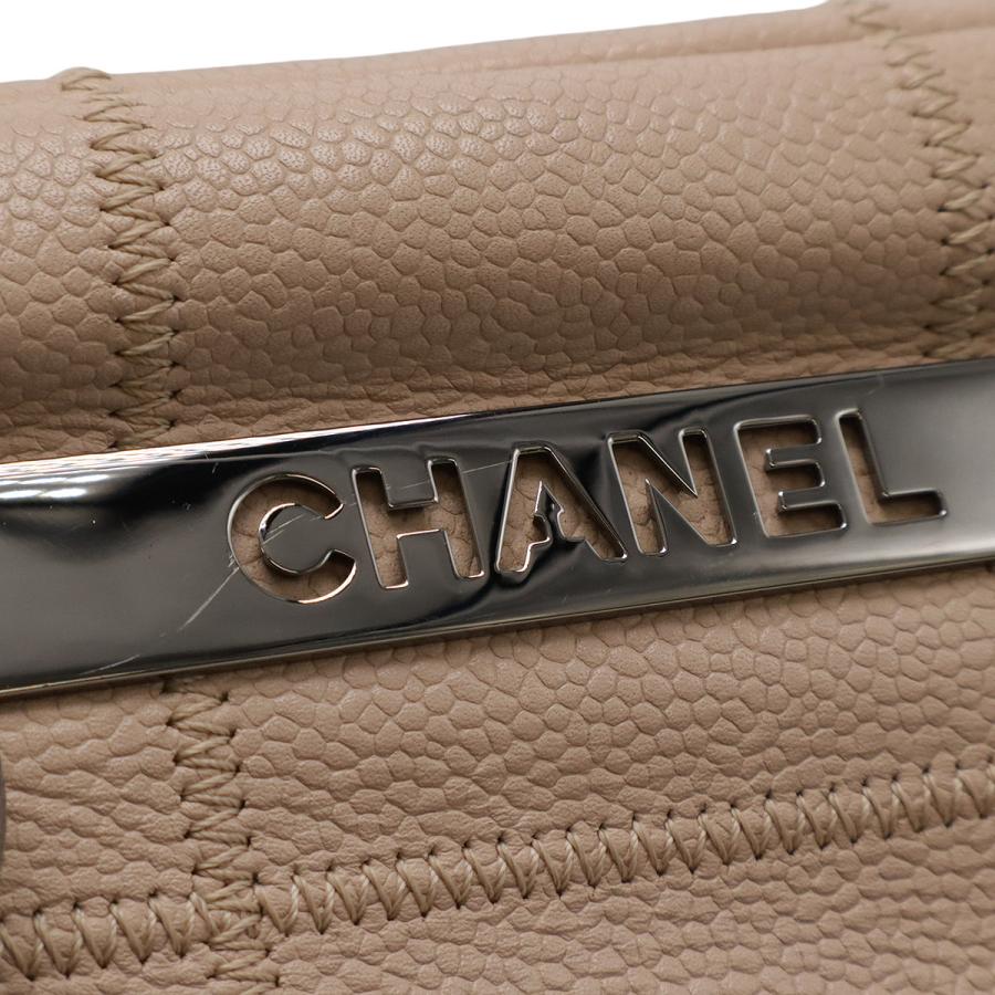 CHANEL シャネル チョコバーステッチ ミニボストンバッグ ショルダーバッグ 肩掛け キャビアスキン レザー ピンクベージュ シルバー金具 | CHANEL | 03