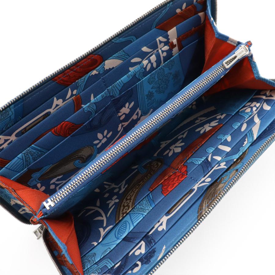 HERMES エルメス アザップロング シルクイン ラウンドファスナー 長財布 ヴォーエプソン レザー ブルーイズミール 青 シルバー金具 Y刻印 | HERMES | 04