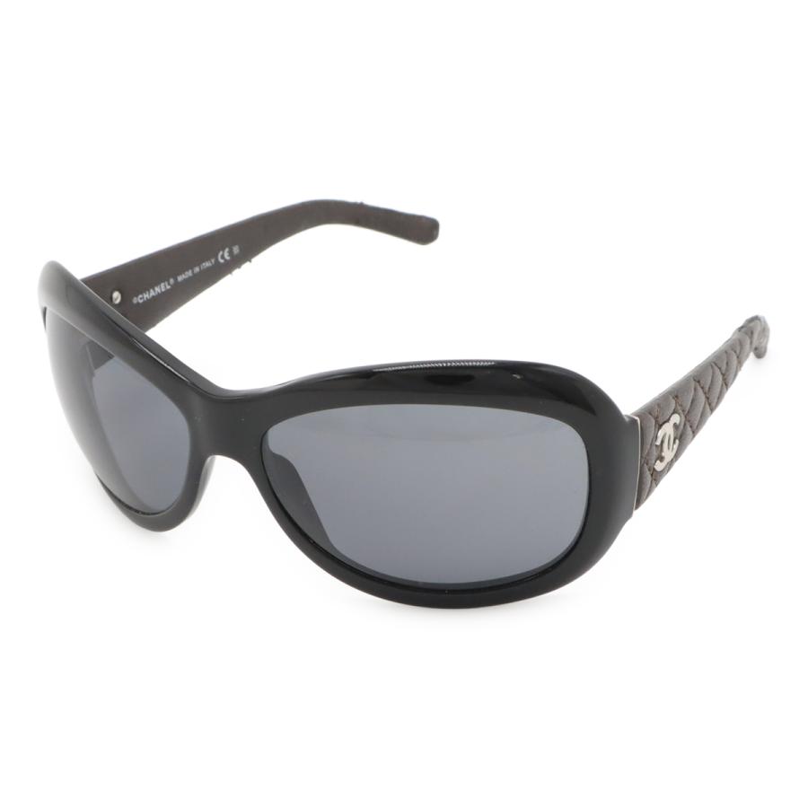 CHANEL シャネル ココマーク マトラッセ サングラス アイウェア レザー スモークレンズ ブラック 黒 ブラウン 茶 シルバー金具 63□15 120 5116-Q | CHANEL