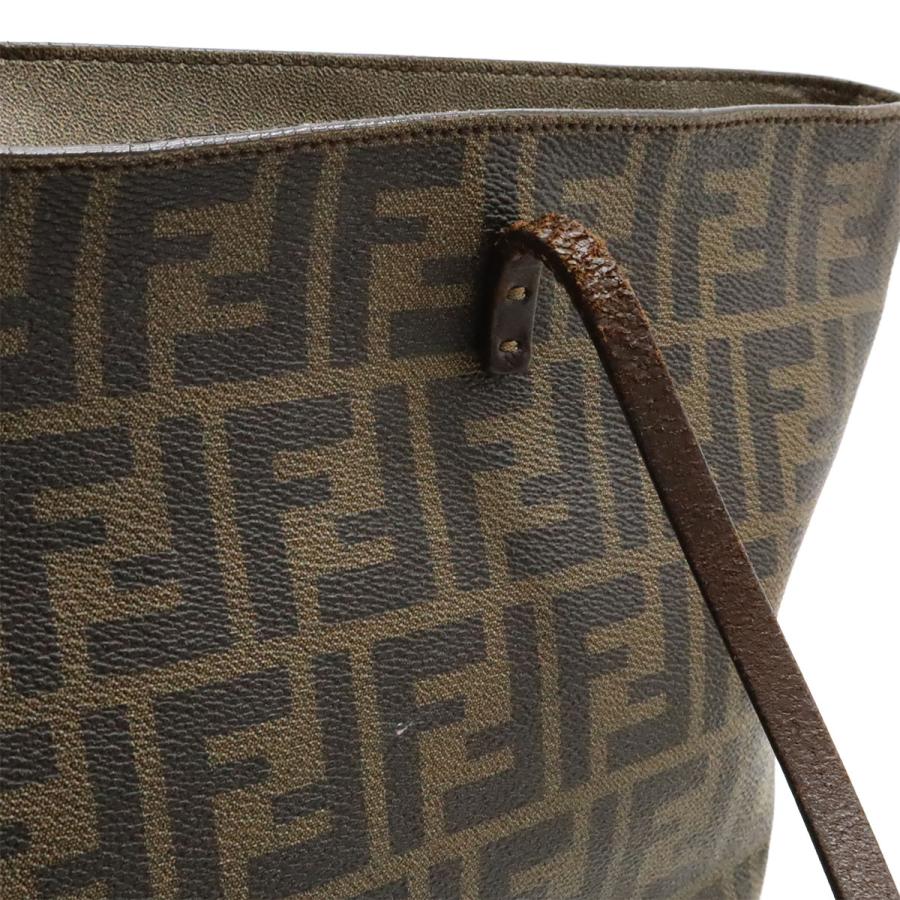 FENDI フェンディ ズッカ柄 トートバッグ ショルダーバッグ ショルダートート 肩掛け PVC レザー カーキブラウン ダークブラウン 8BH198 | FENDI | 07