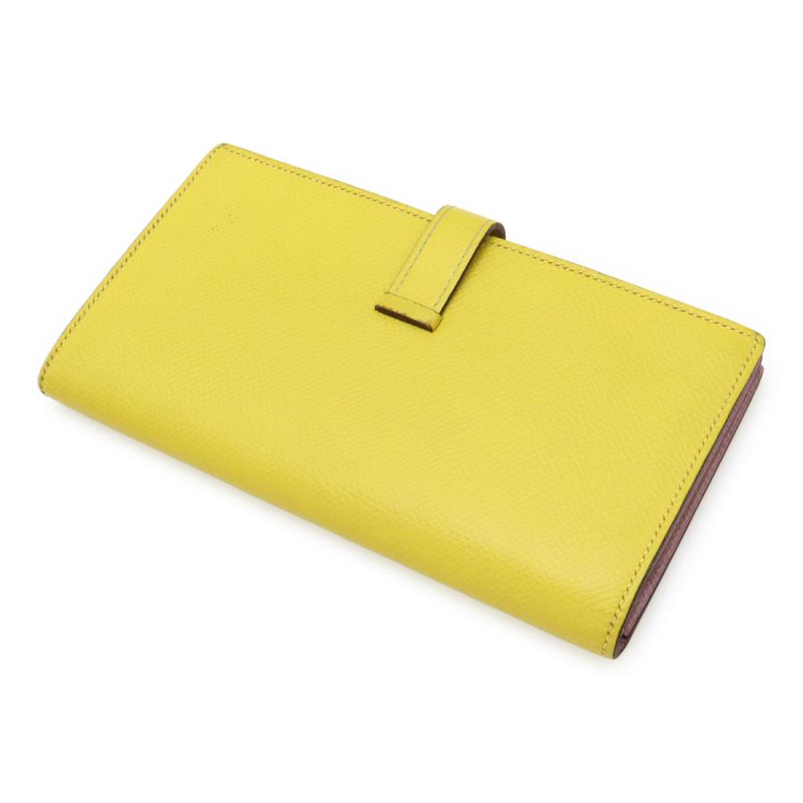 HERMES エルメス ベアンスフレヴェルソ 2つ折長財布 二つ折り財布 バイカラー ヴォーエプソン ライム モーヴシルベストル シルバー金具 | HERMES | 01