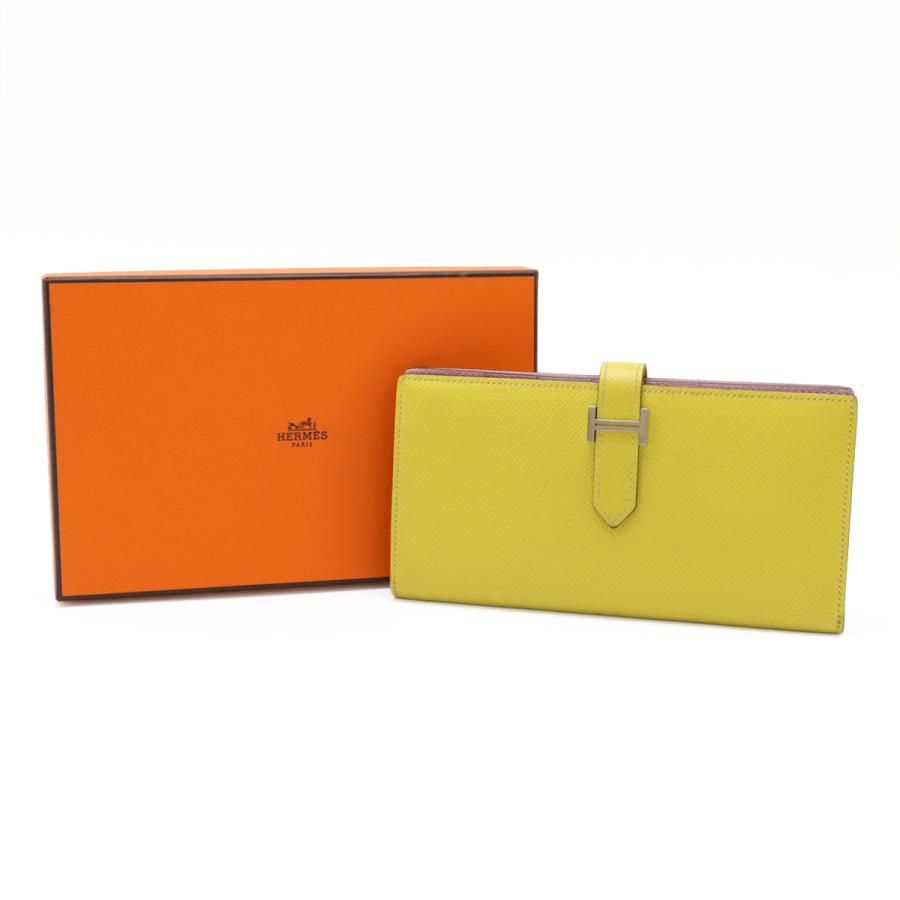 HERMES エルメス ベアンスフレヴェルソ 2つ折長財布 二つ折り財布 バイカラー ヴォーエプソン ライム モーヴシルベストル シルバー金具 | HERMES | 08
