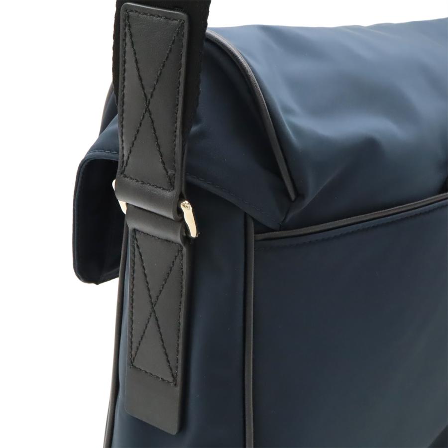 BALLY バリー FABRO.STL ファブロ ロゴプリント メッセンジャーバッグ ショルダーバッグ 斜め掛け ナイロン レザー ネイビー ホワイト シルバー金具 Bally（バリー） FABRO.STL ファブロ ロゴプリント メッセンジャー